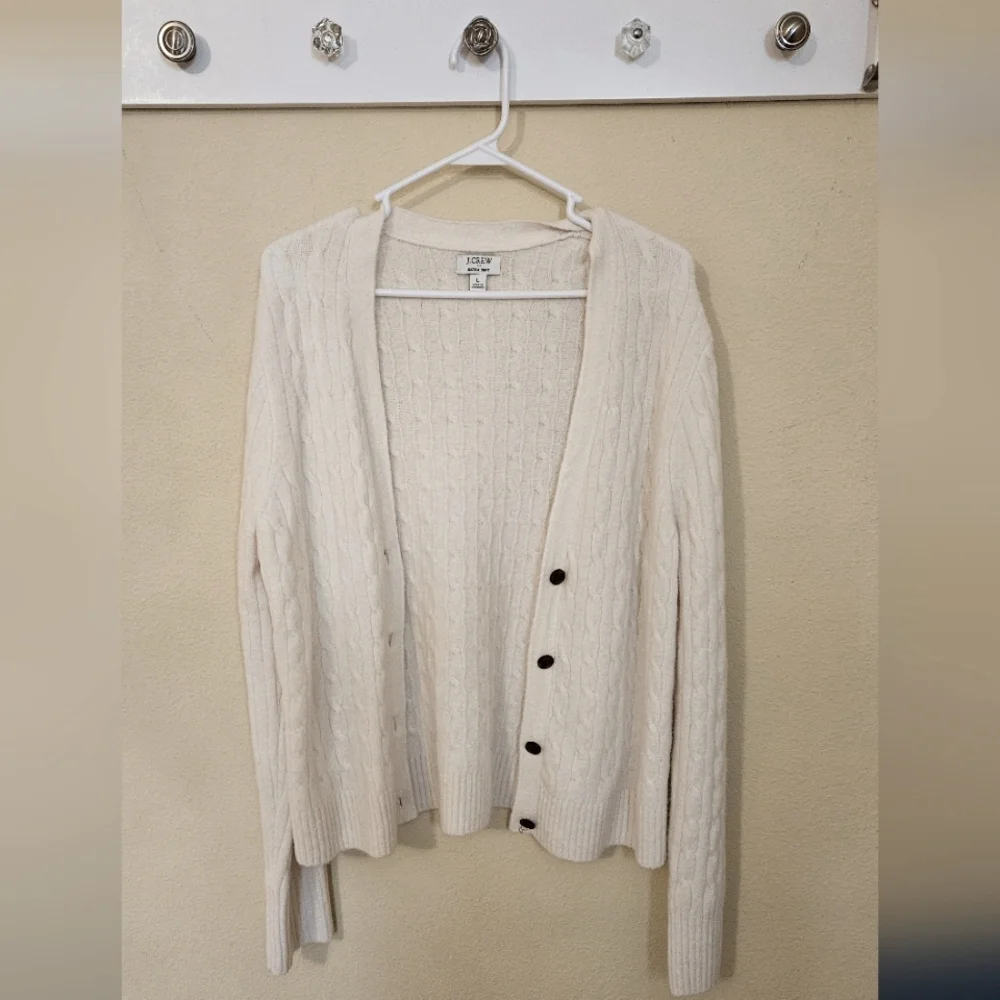 J Crew Cable knit cardigan sweater Size L